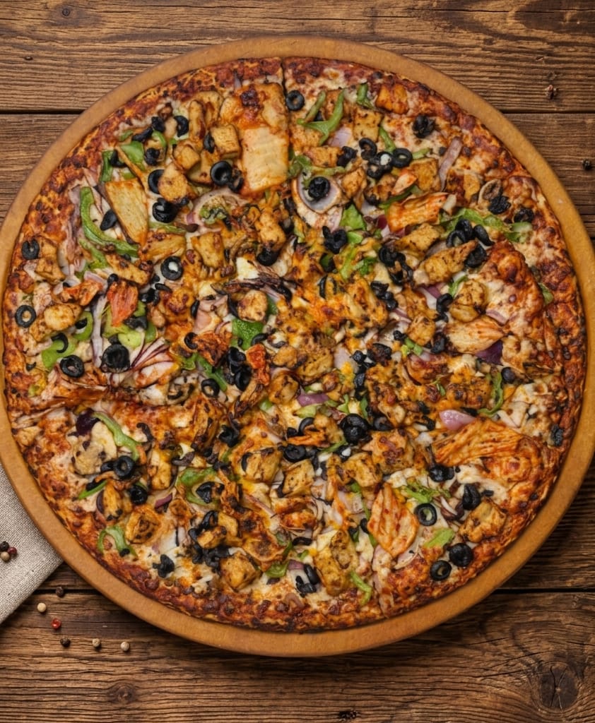 SMOKY KIMCHI BBQ CHICKEN PIZZA 